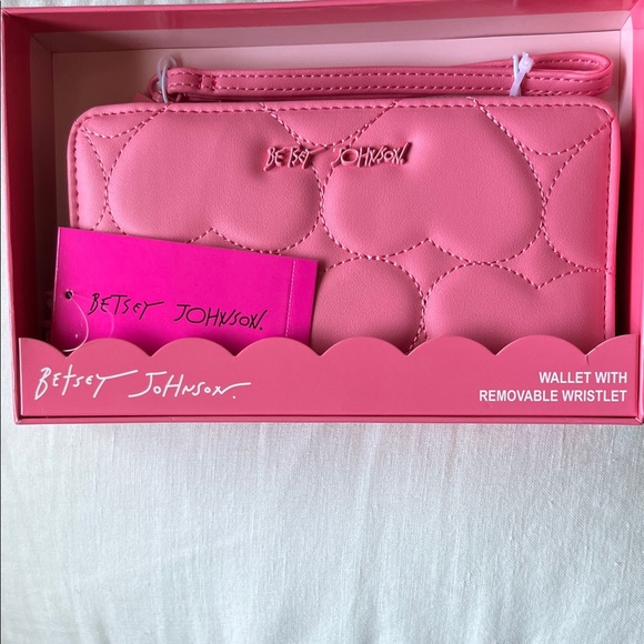Betsey Johnson Handbags - Betsey Johnson Heart-Patterned Pink Wallet